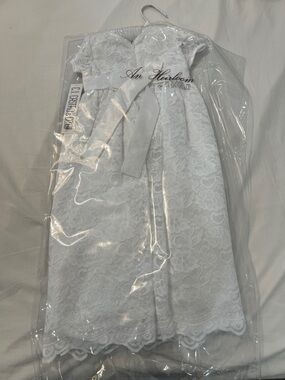 C.I. Castro White Lace Baptism Girl Dress with bonnet